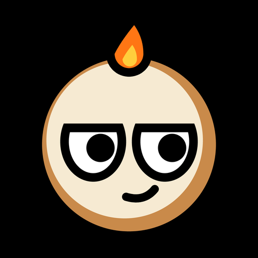 ROAST, a smug toasted marshmallow with a tiny flame